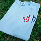 Star Spangled Monogram Embroidered Shirt | 4th of July | Red, White & Blue