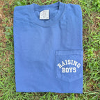 Raising Boys Pocket Tee | Embroidered Boy Mom Shirt | Comfort Colors 6030