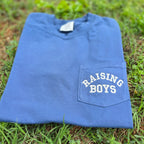 Raising Boys Pocket Tee | Embroidered Boy Mom Shirt | Comfort Colors 6030