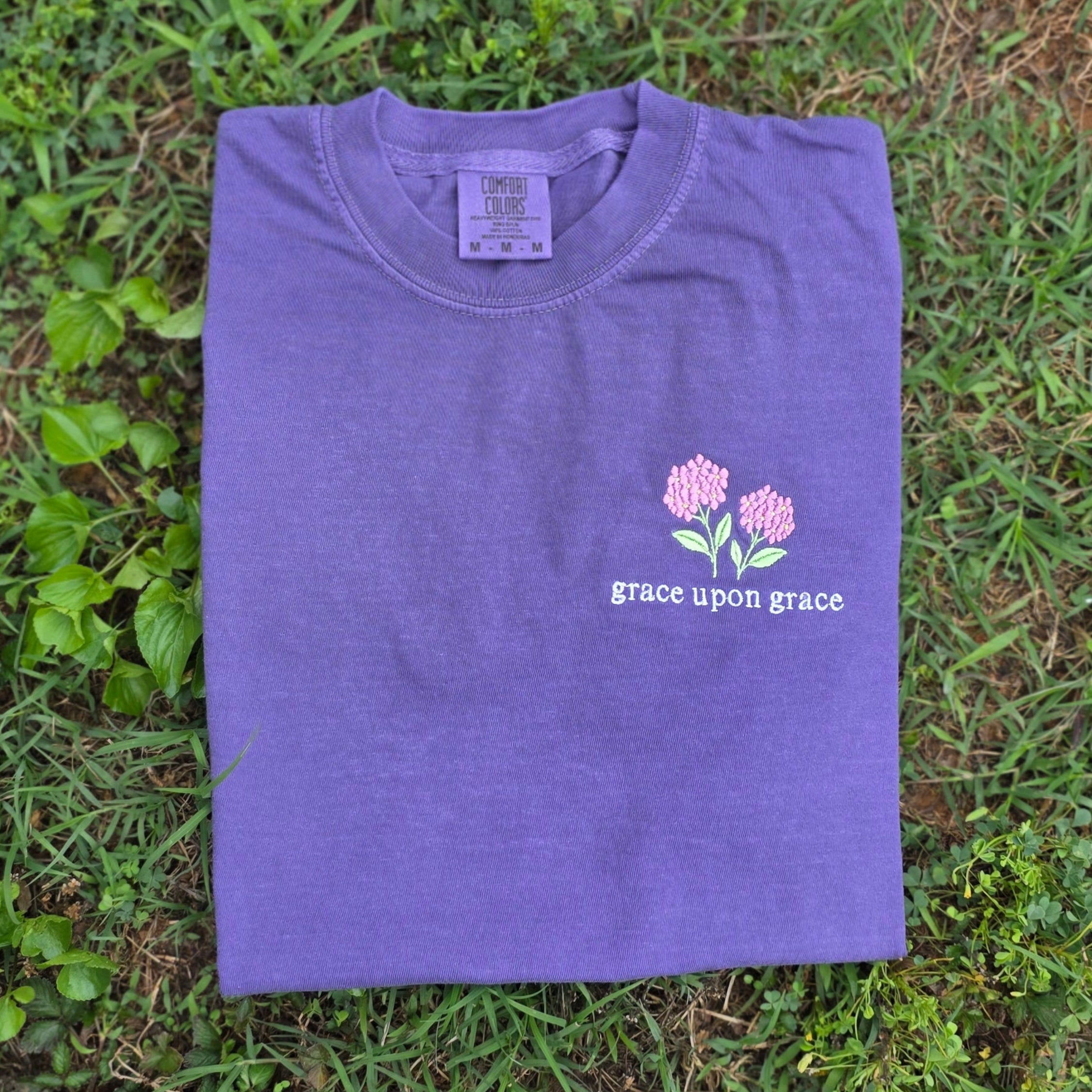 Grace Upon Grace Embroidered Christian Shirt | Comfort Colors 1717 Faith-Based Tee