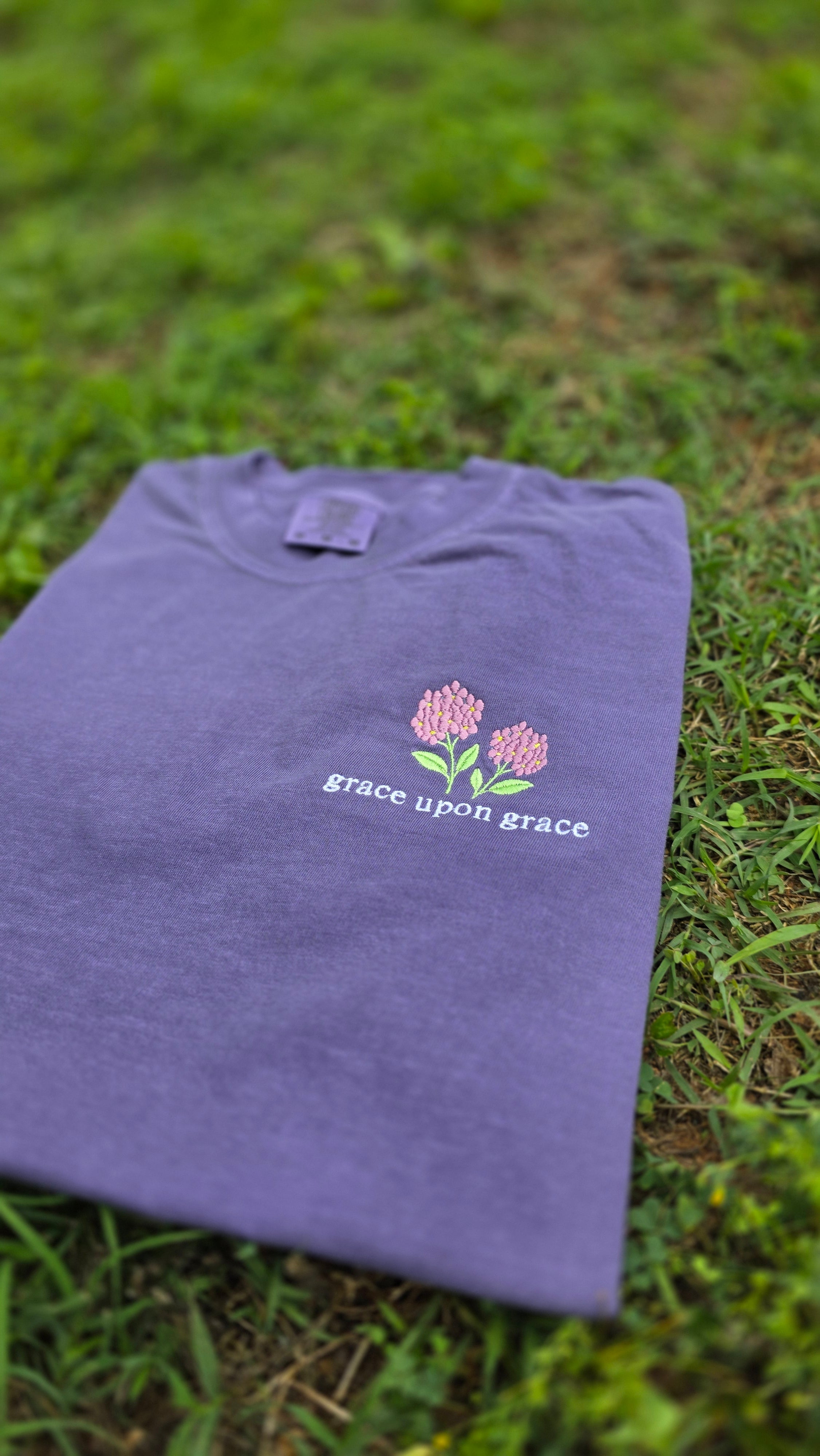 Grace Upon Grace Embroidered Christian Shirt | Comfort Colors 1717 Faith-Based Tee