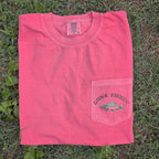 Gone Fishin' Embroidered Pocket Tee | Comfort Colors | Rainbow Trout | Gifts for Dad