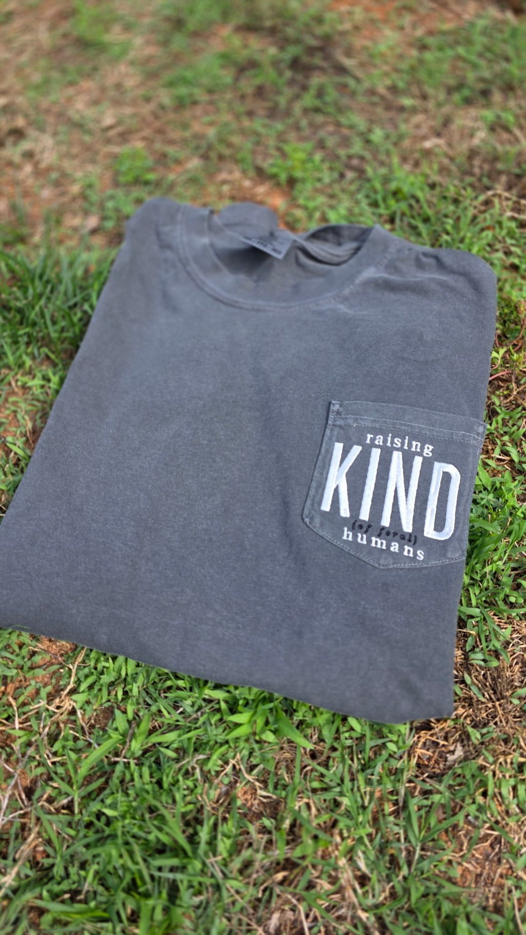 Raising Kind (of Feral) Humans | Embroidered Comfort Colors 6030 Pocket Tee