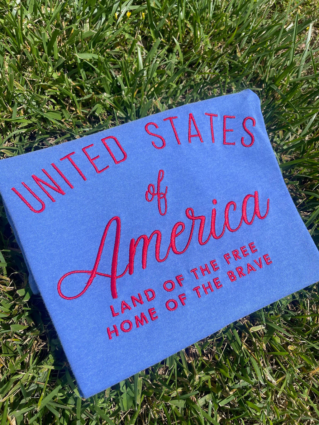 United States of America Embroidered Comfort Color Tee | QUICK SHIP