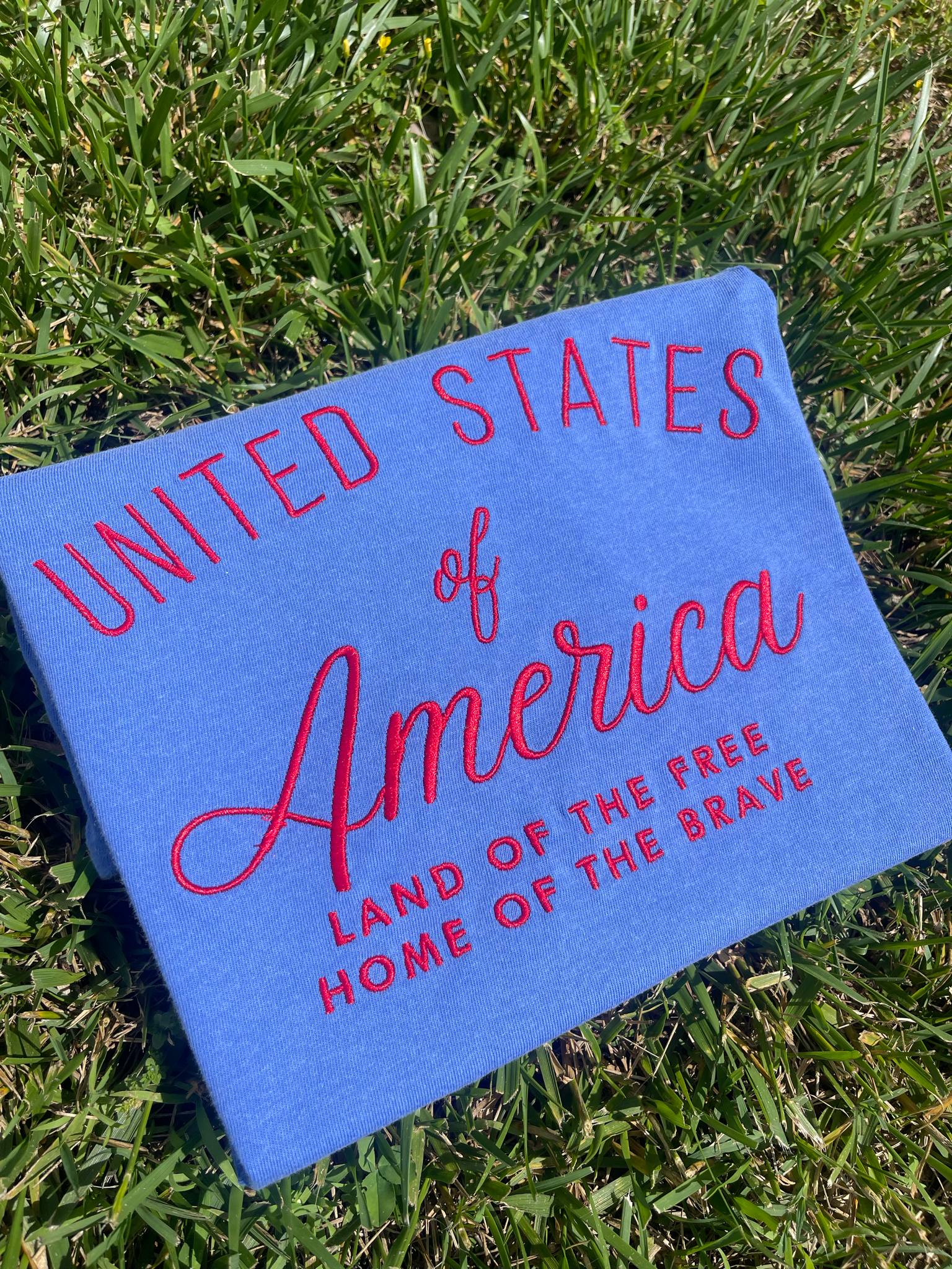 United States of America Embroidered Comfort Color Tee | QUICK SHIP