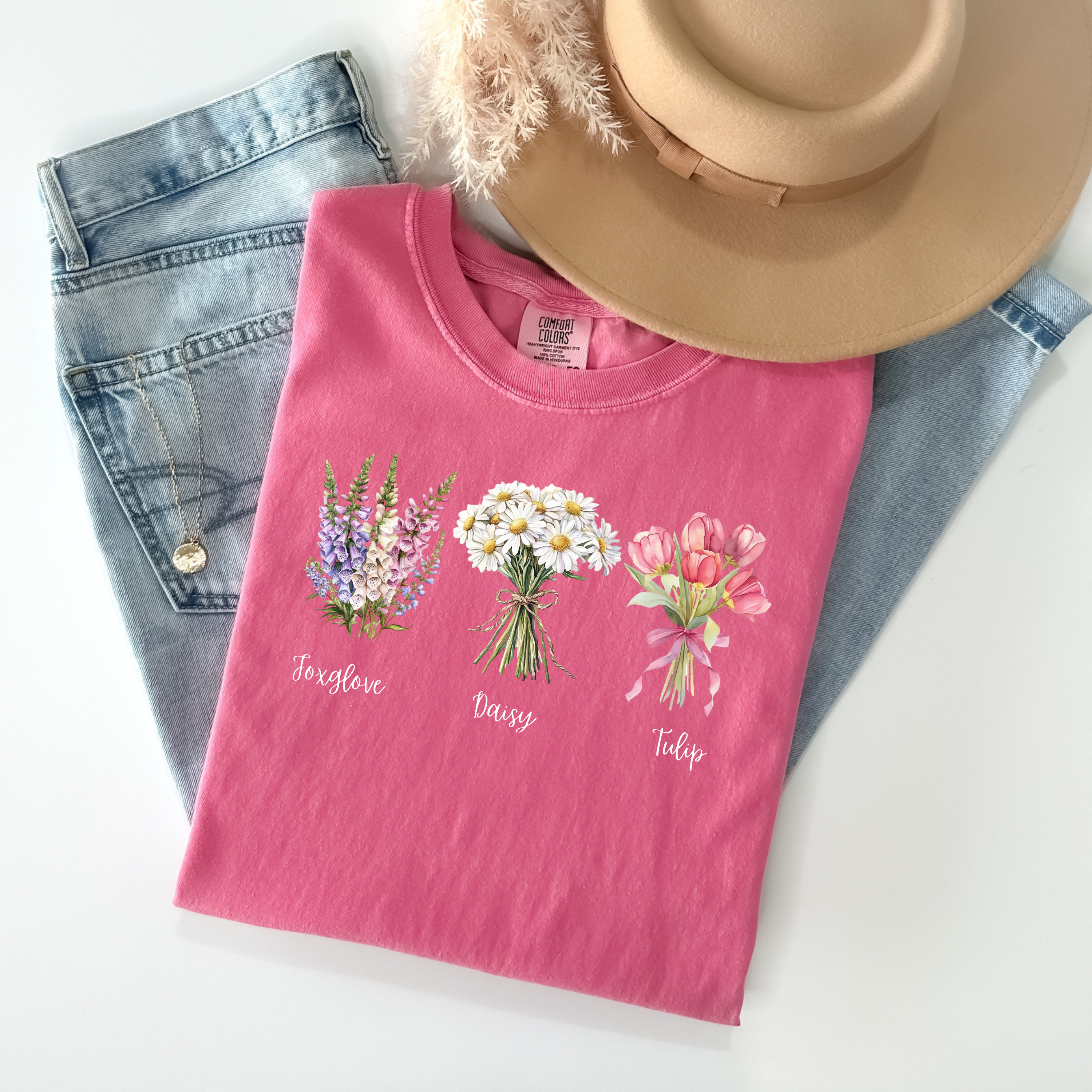 FDT Foxglove Daisy Tulip Floral Graphic Tee