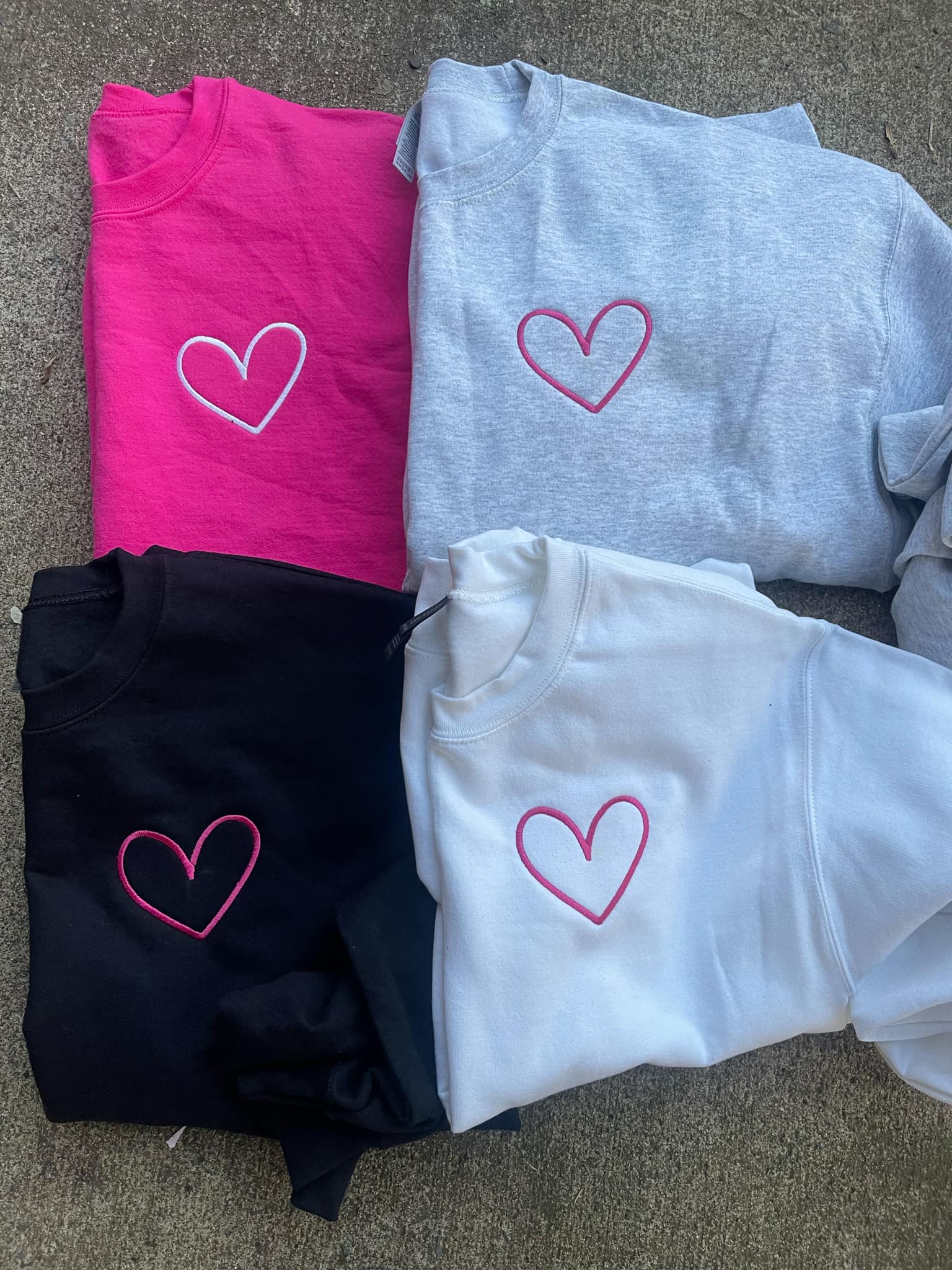 Heart Left Chest Embroidered Sweatshirt - QUICK SHIP