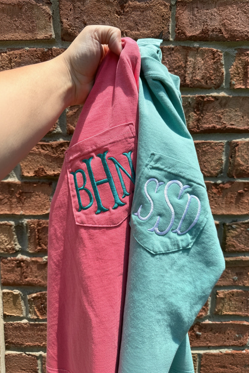 Monogram Embroidered Pocket Tee