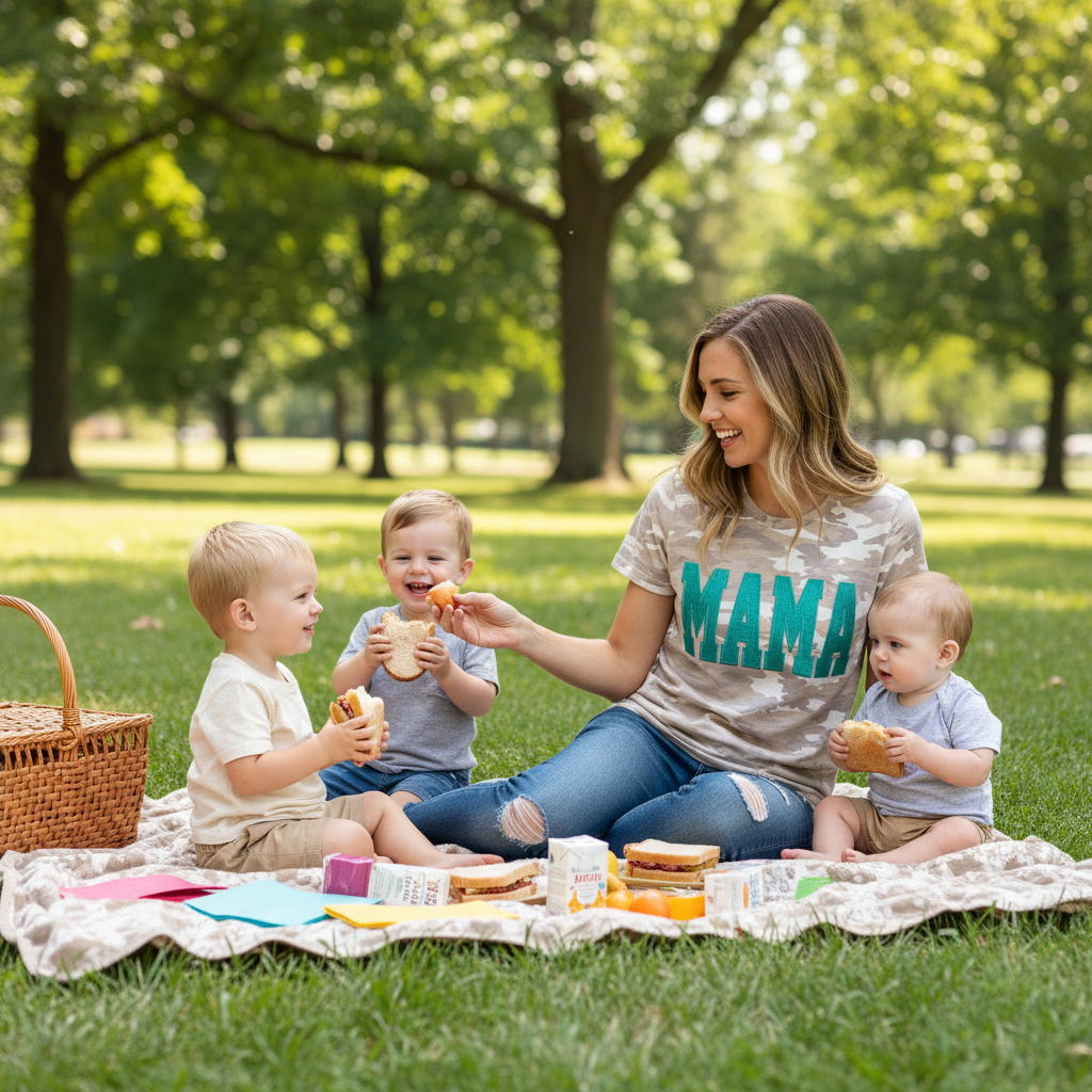 Vintage Camo Mama Glitter Applique Embroidered Shirt