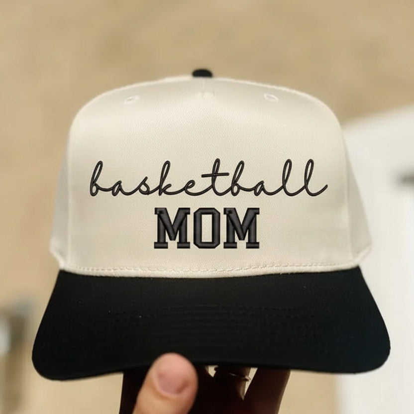 Basketball Mom Embroidered Adjustable Five-Panel Twill Hat