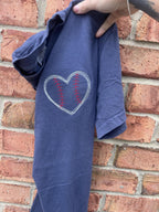 Baseball Heart Left Chest Embroidered Comfort Color - QUICK SHIP - Merch Girls