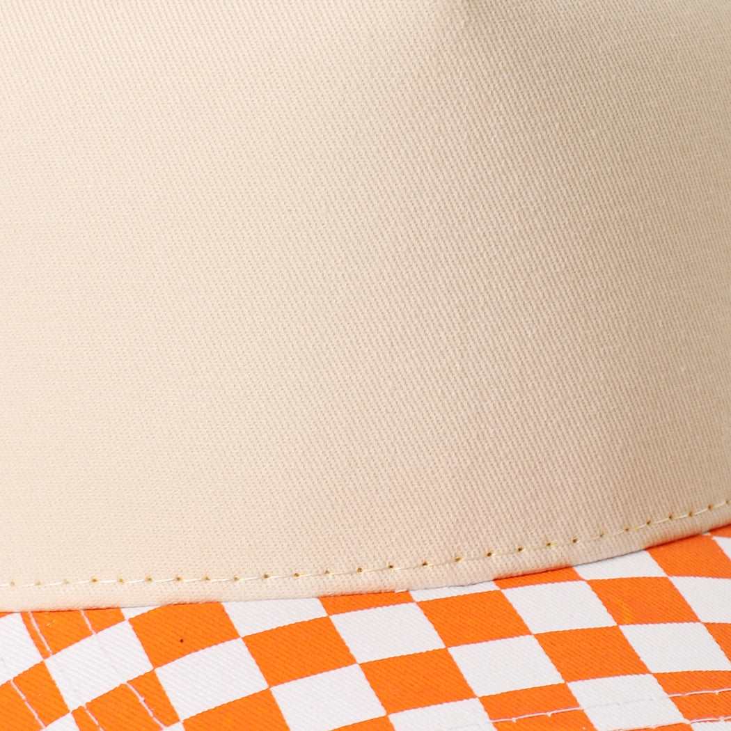 Custom Embroidered Checkered Bill Baseball Hat | Personalized Text Snapback Hat