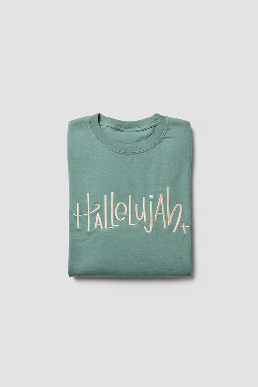 Handlettered Hallelujah Embroidered Shirt