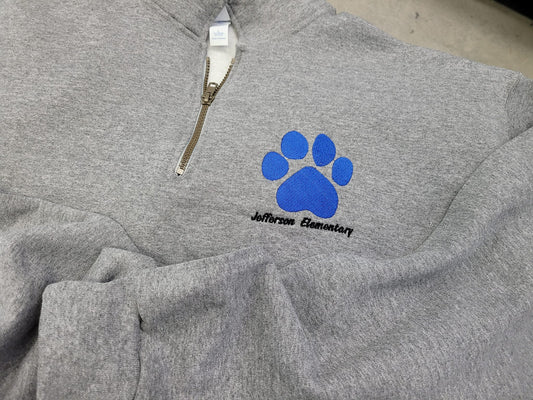 Custom Embroidered Quarter Zip/Sweatshirt Mascot Design Mockup - No Physical Item!