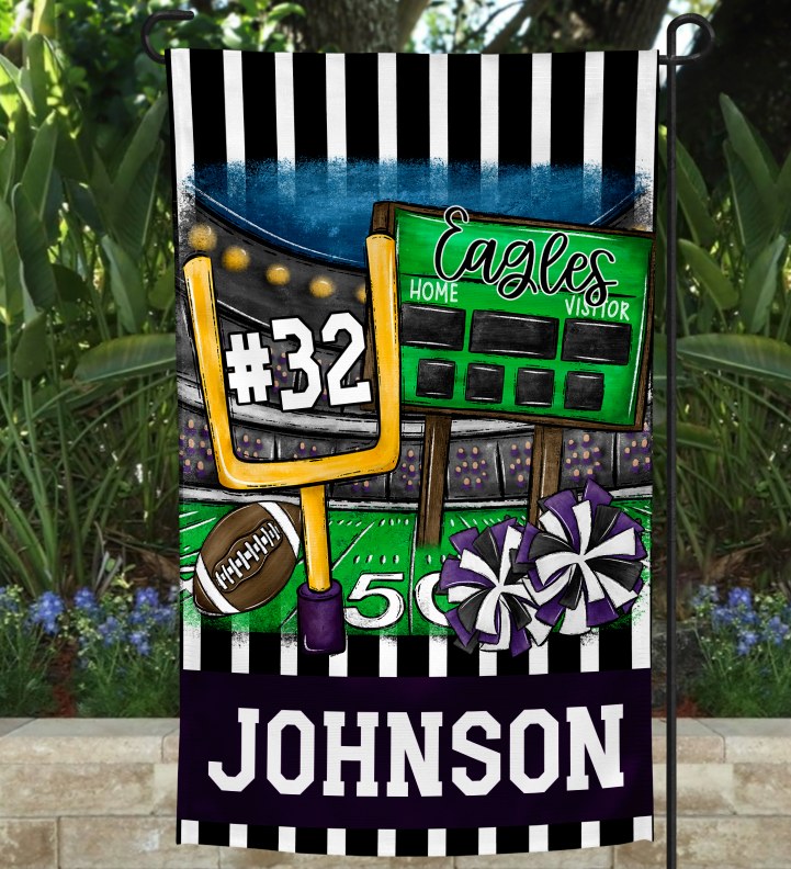 Purple Football Garden Flag