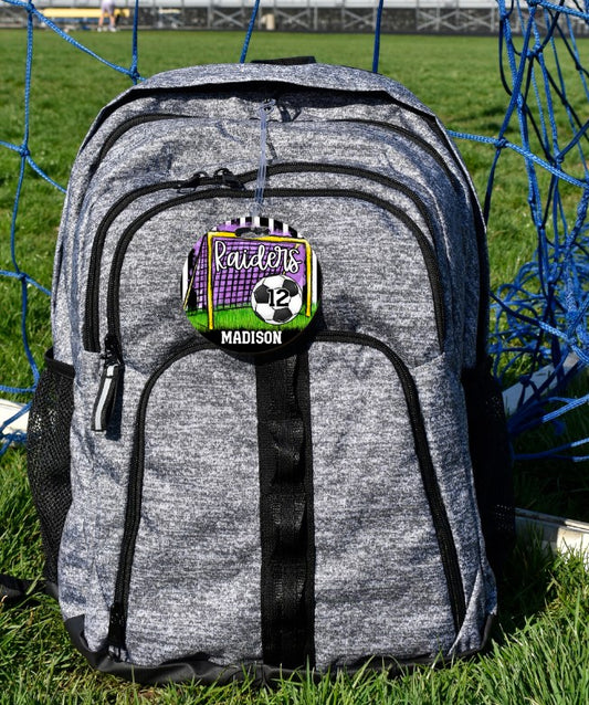 Purple Soccer Bag Tag/Ornaments/Car Charm