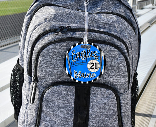 Blue Volleyball Bag Tag/Ornaments/Car Charm