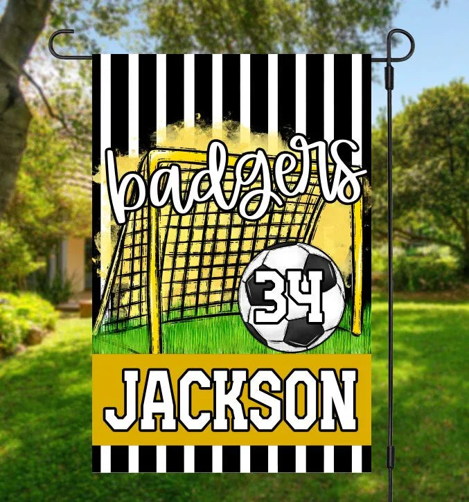 Yellow Gold Soccer Garden Flag - Merch Girls