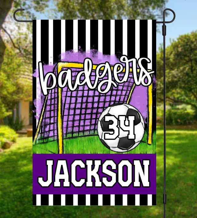 Purple Soccer Garden Flag - Merch Girls