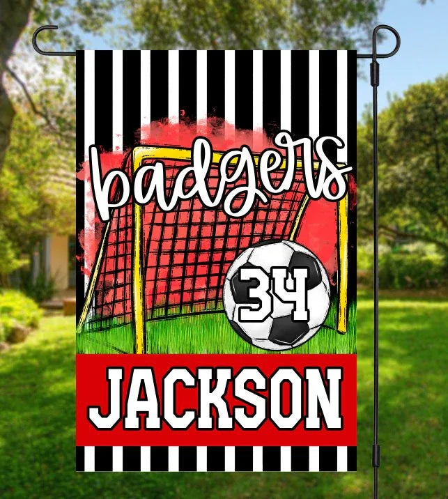 Red Soccer Garden Flag - Merch Girls
