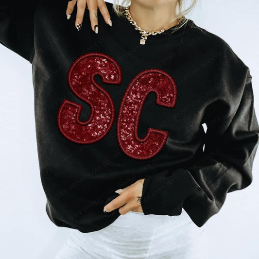 SC Faux Applique And Sequin Graphic Tee