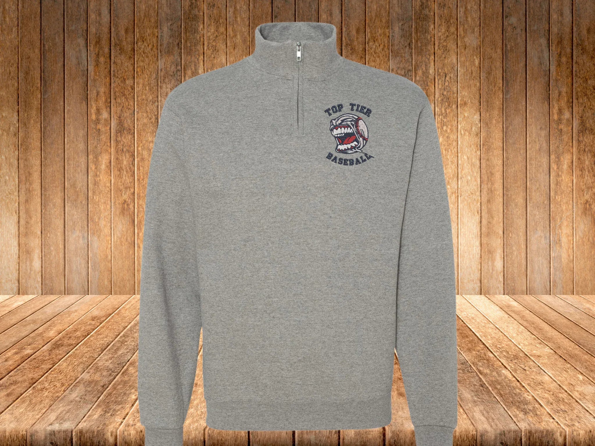 Top Tier Baseball Embroidered Quarter Zip Unisex Fleece Sweatshirt - Merch Girls