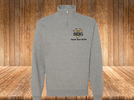 SHG Sacred Heart-Griffin Embroidered Quarter Zip Fleece Sweatshirt