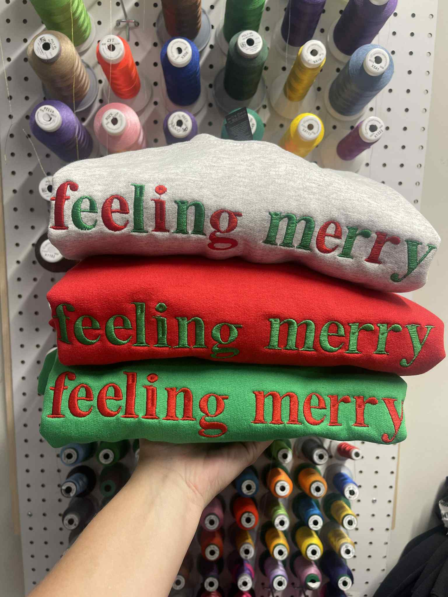 feeling merry Embroidered Sweatshirt