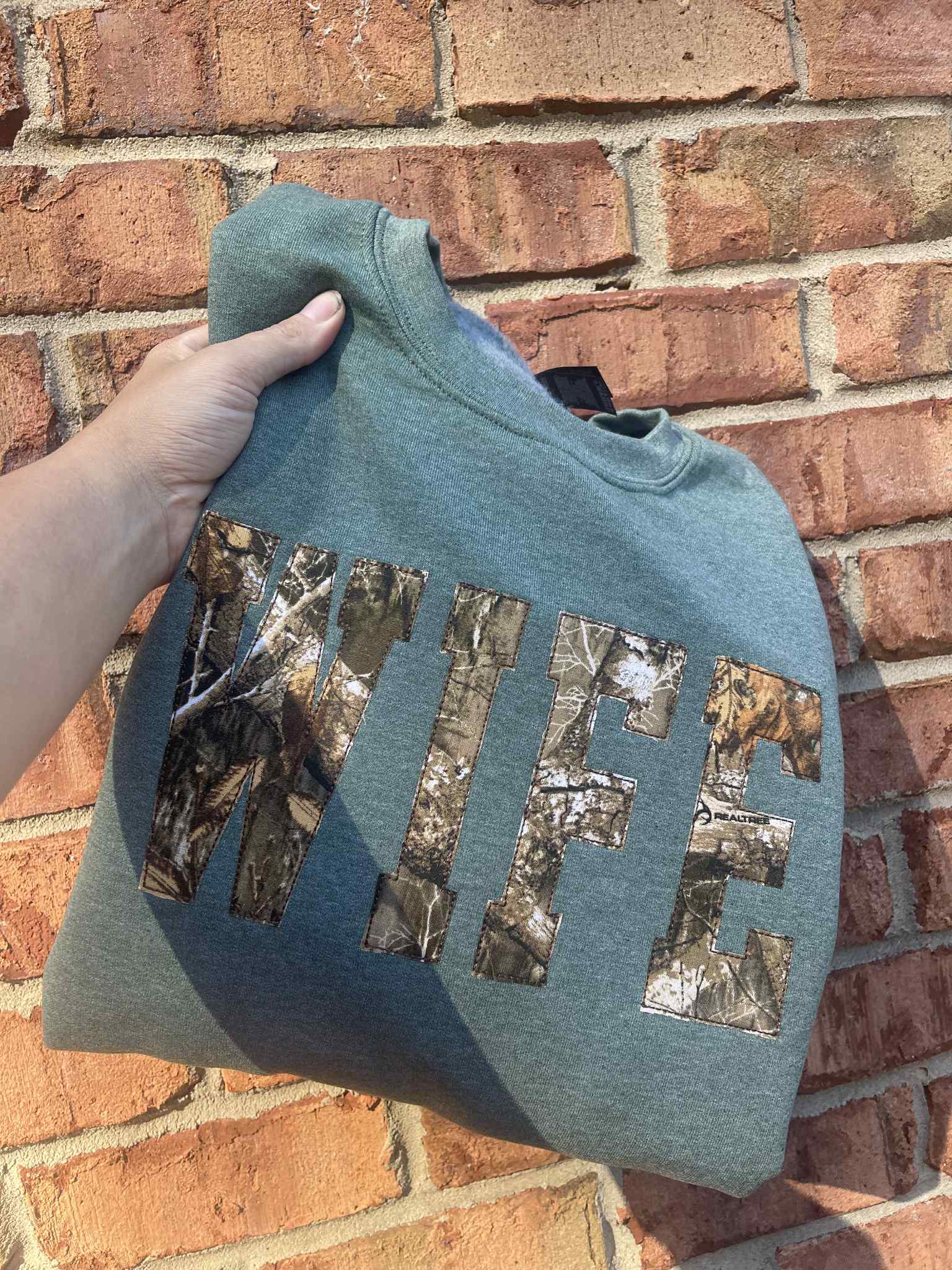 Custom Camo Applique Embroidered Sweatshirt
