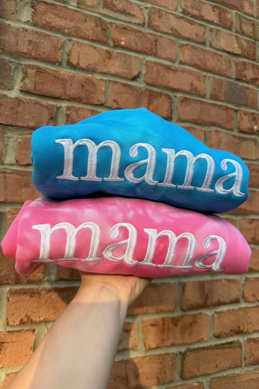 Mama Embroidered Tie Dye Sweatshirt