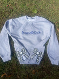 Soccer Side Bow Glitter Applique Embroidered Sweatshirt with Optional Front - Merch Girls