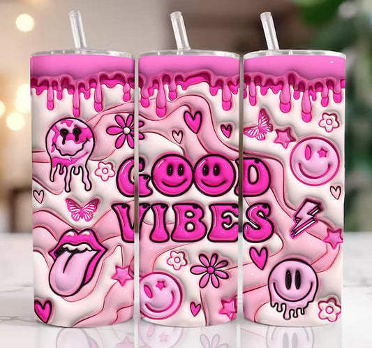 Good Vibes Completed 20oz Skinny Tumbler
