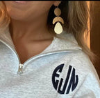 Monogram Embroidered Quarter Zip Unisex Fleece - QUICK SHIP - Merch Girls