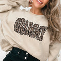 Grammy Vintage Shadow Outline in Faux Sequin Leopard DTF Transfer - Merch Girls