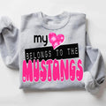 My Heart Belongs To The Mustangs DTF Transfer - Merch Girls