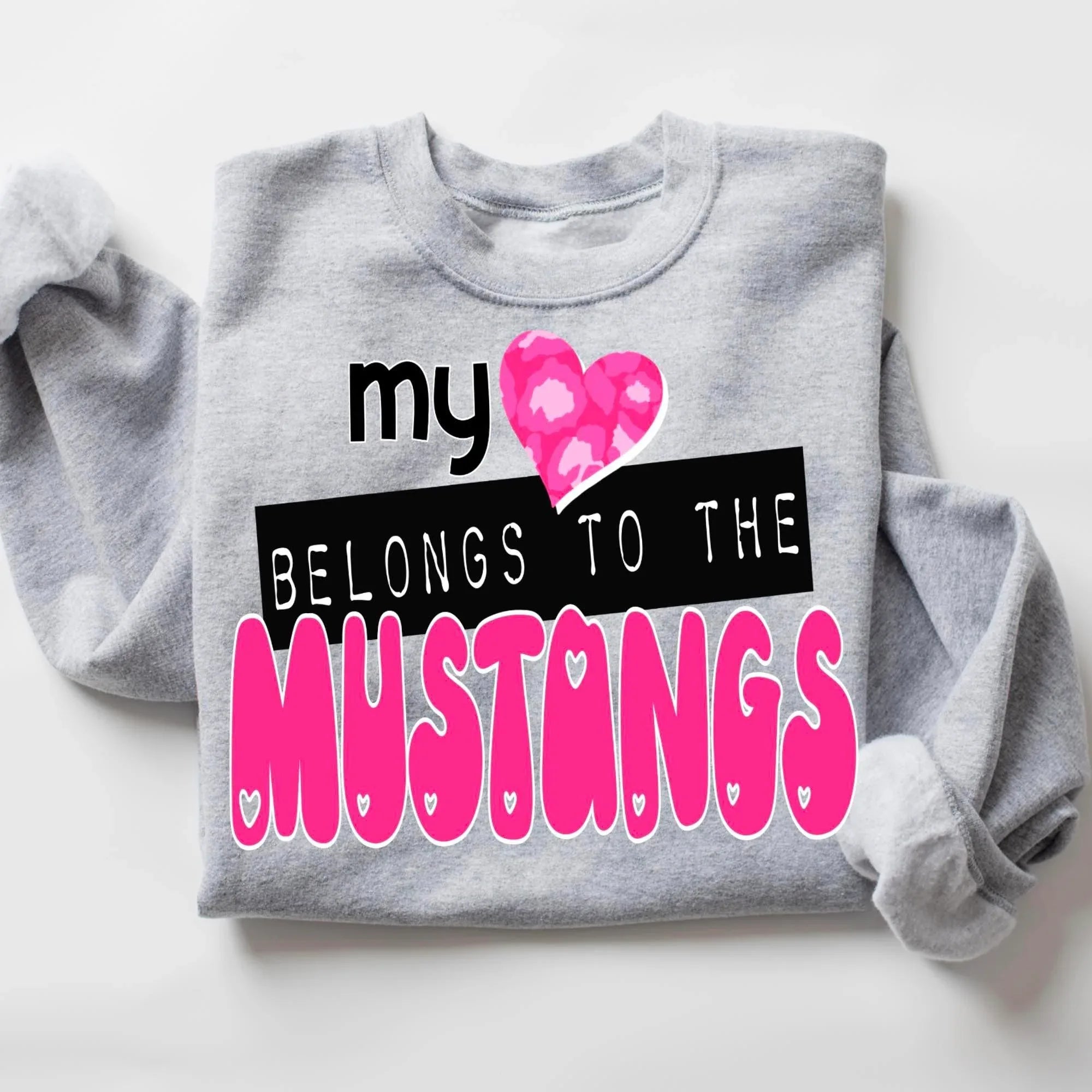 My Heart Belongs To The Mustangs DTF Transfer - Merch Girls