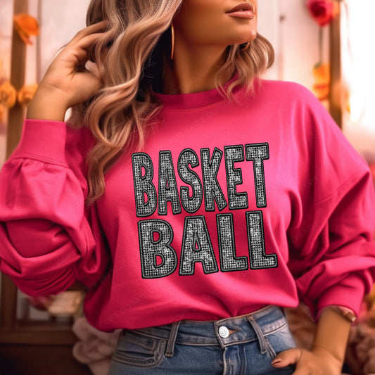 Basketball Faux Embroidery Diamonds Bling DTF  Transfer
