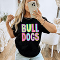 Bulldogs Faux Embroidery Diamond in Multi Neons DTF Transfer - Merch Girls
