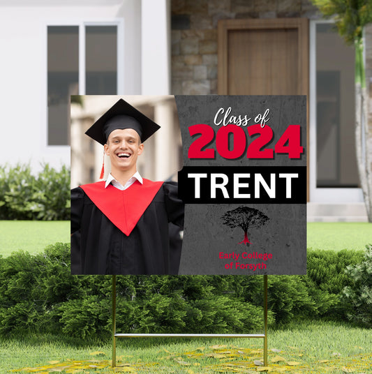 Class of 2024 with Photo Single Sided Yard Sign