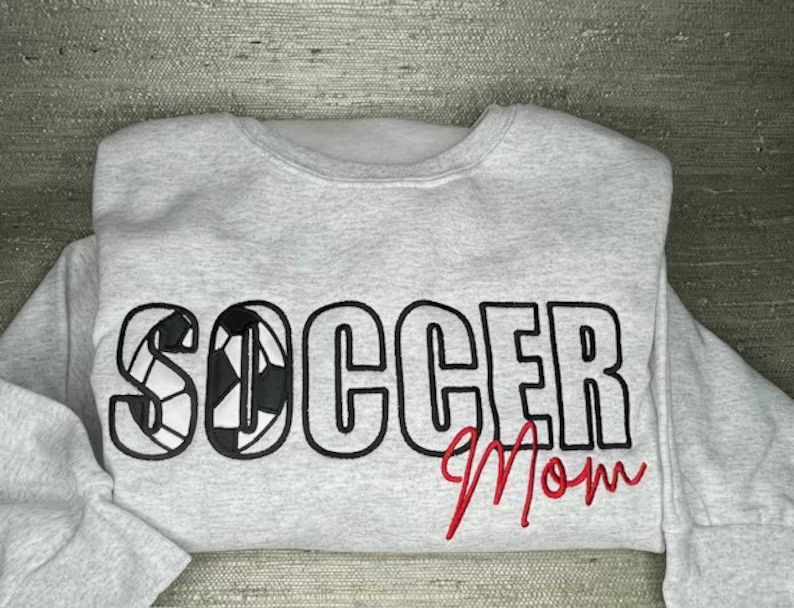 Soccer Ball Inlay Mom Mama Custom Embroidered Sweatshirt
