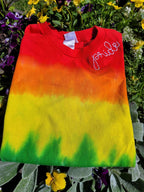 Pride Bean Stitch Embroidery Neckline Rainbow Tie Dye T-Shirt - Merch Girls