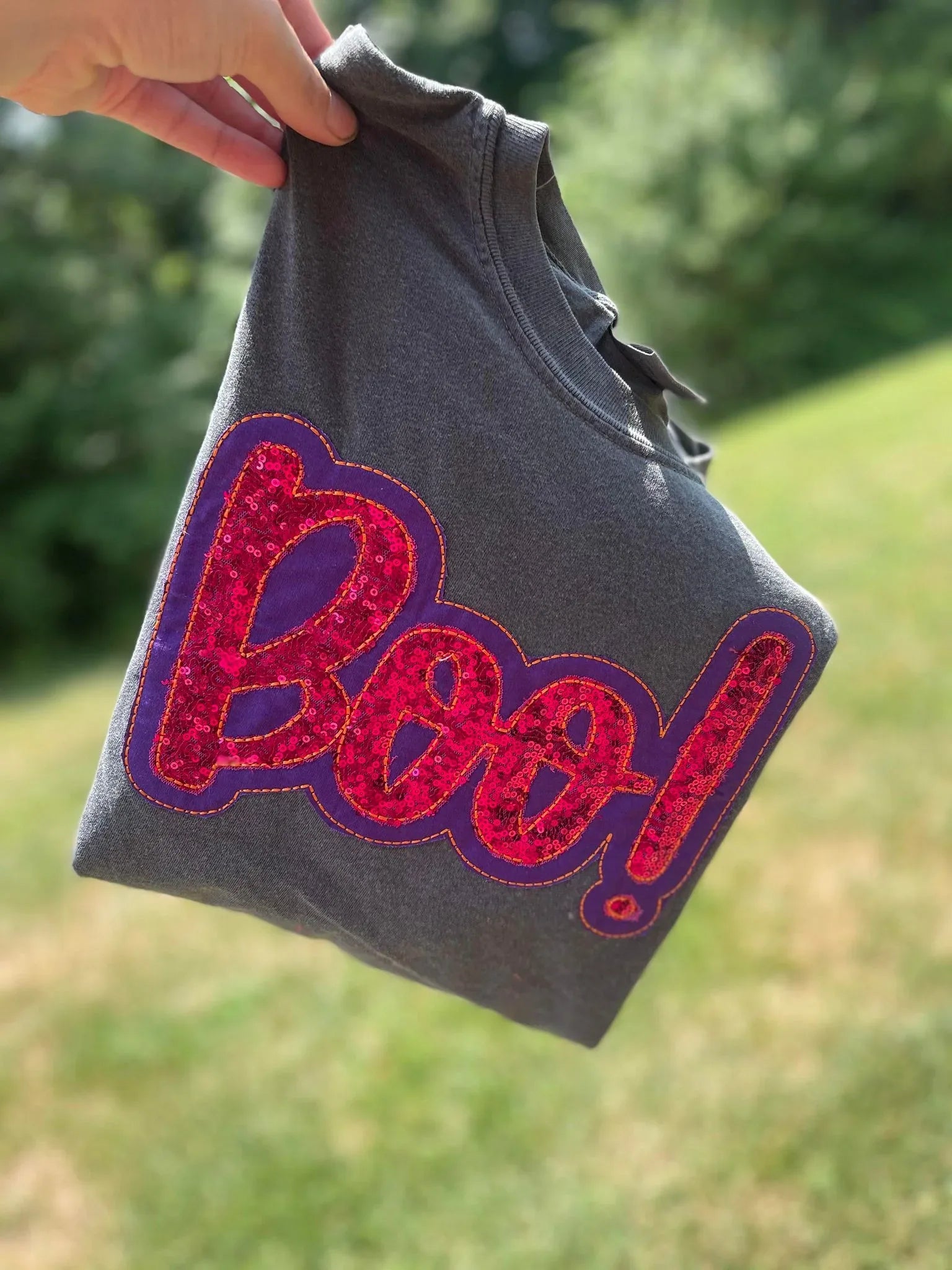 BOO Applique Embroidered Comfort Color Tee - Merch Girls