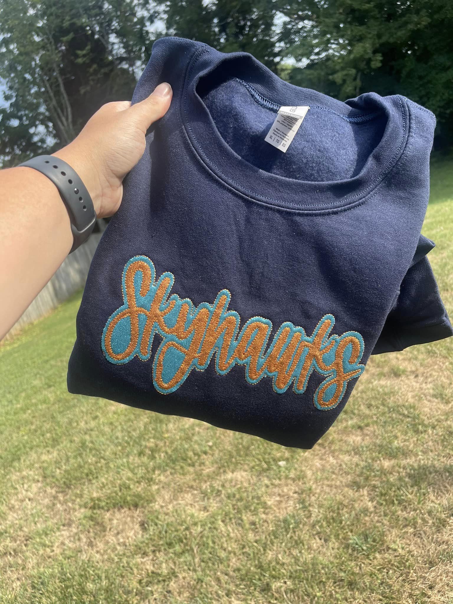 Custom Double Applique Glitter Embroidered Shirt