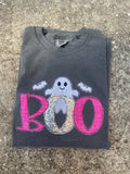 Boo Applique Embroidered Comfort Color Tee - Merch Girls