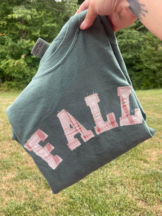 Fall Plaid Applique Comfort Color Tee