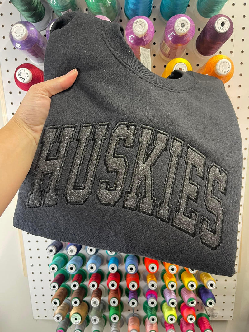 Custom Varsity Glitter Monochromatic Embroidered Applique Shirt - Merch Girls