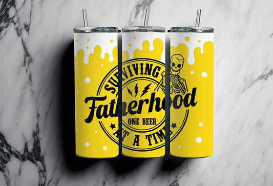 Surviving Fatherhood One Beer at a Time Completed 20oz Skinny Tumbler