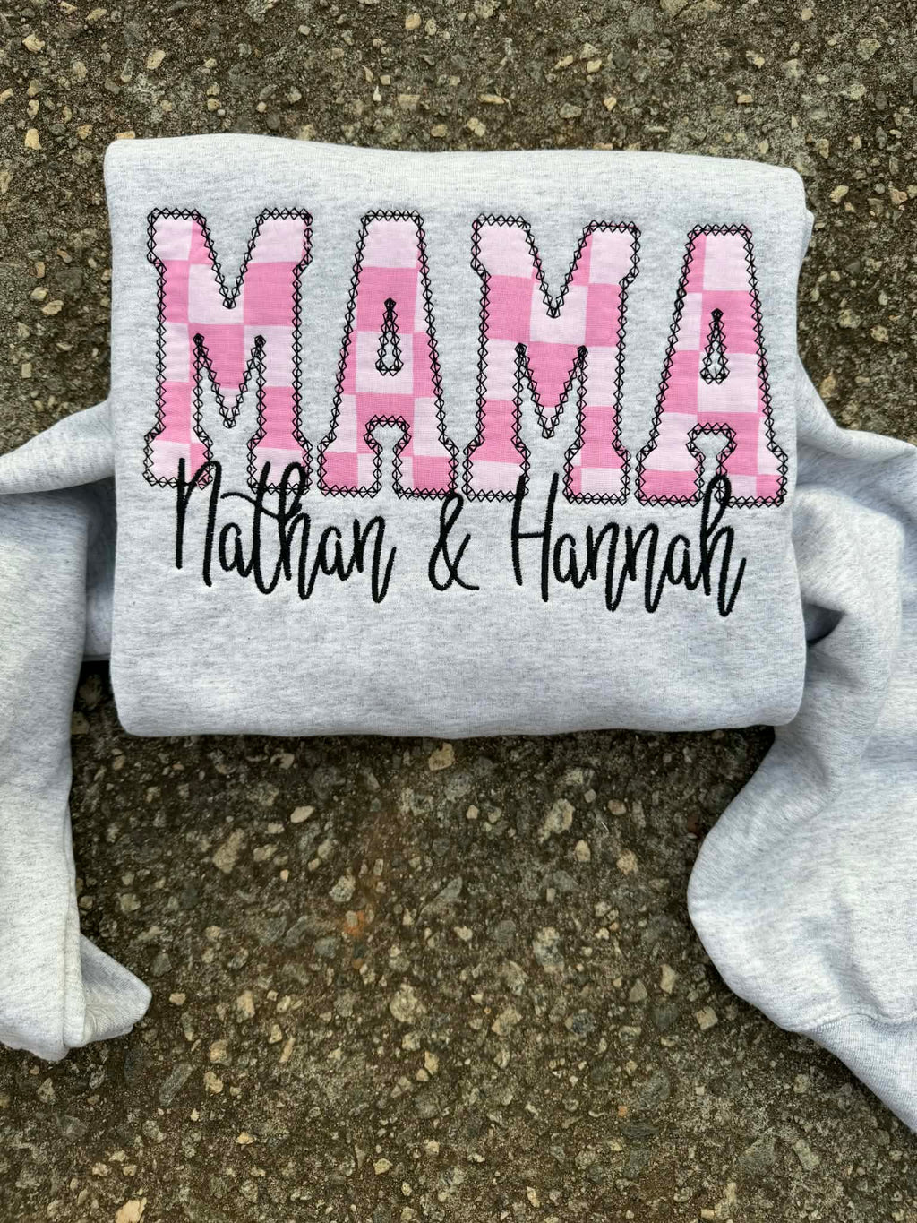 Custom Pink Checkered Diamond Edge Applique