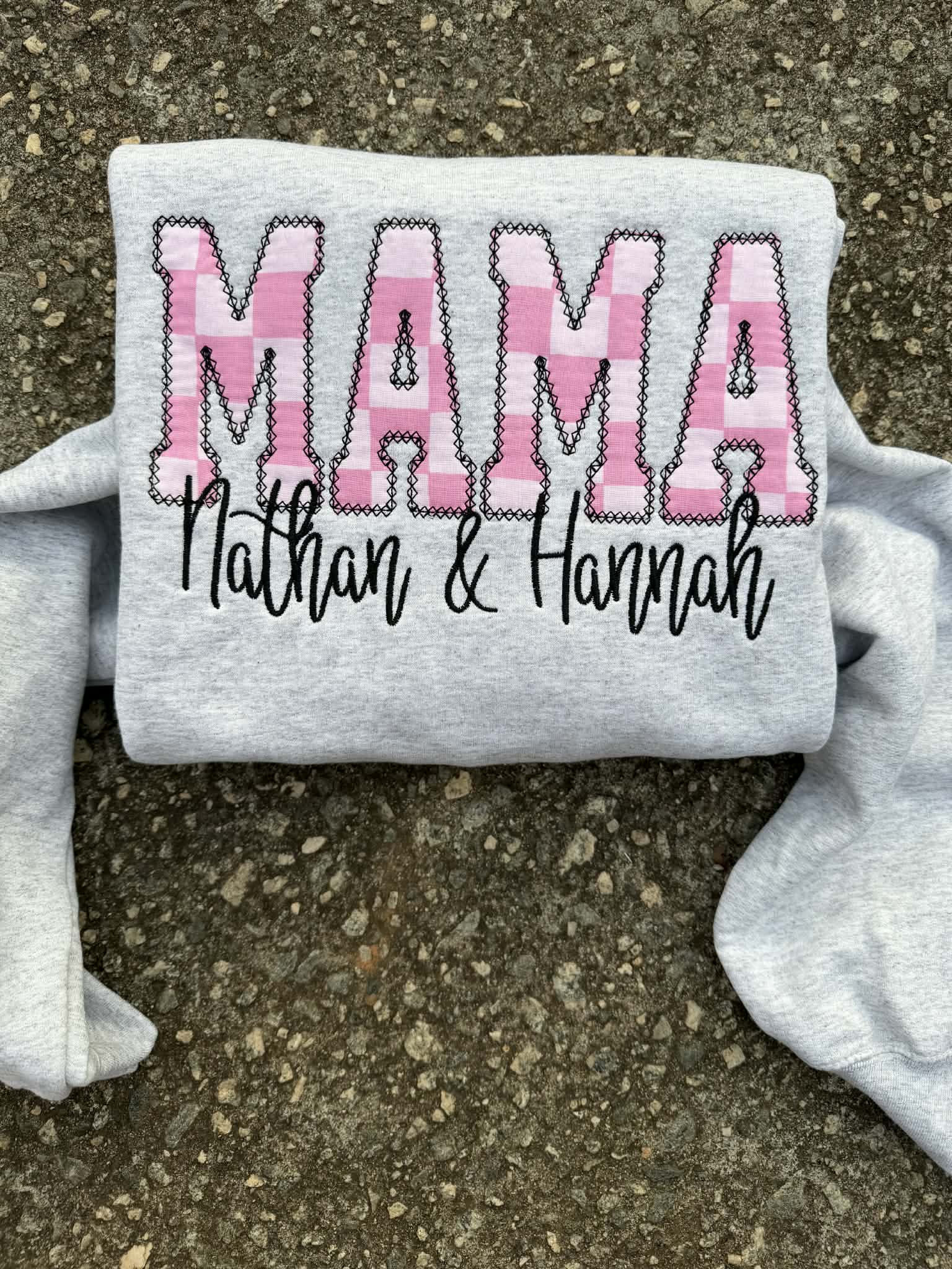 Custom Pink Checkered Diamond Edge Applique