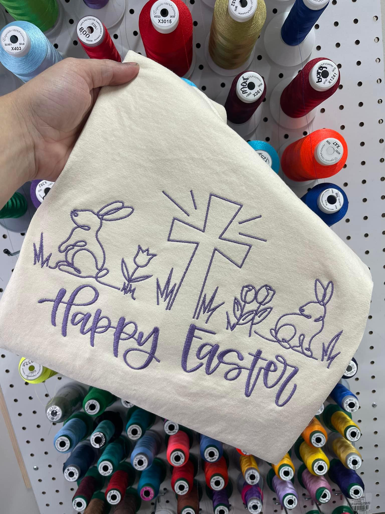 Happy Easter Icons Embroidered Shirt | QUICK SHIP - Merch Girls